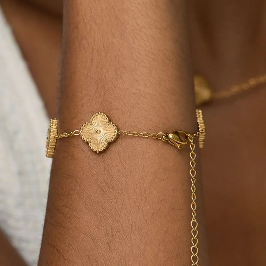 Pulseira 5 Trevos Dourado Feminino - Ouro
